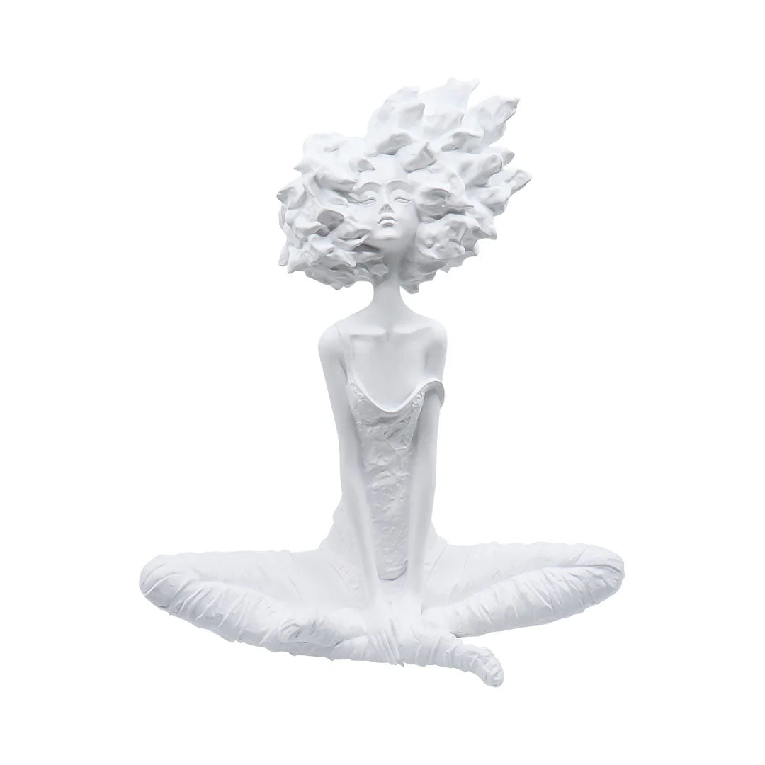 SOGA 59cm White Resin Sculpture Abstract Yoga Girl Design for Home Décor