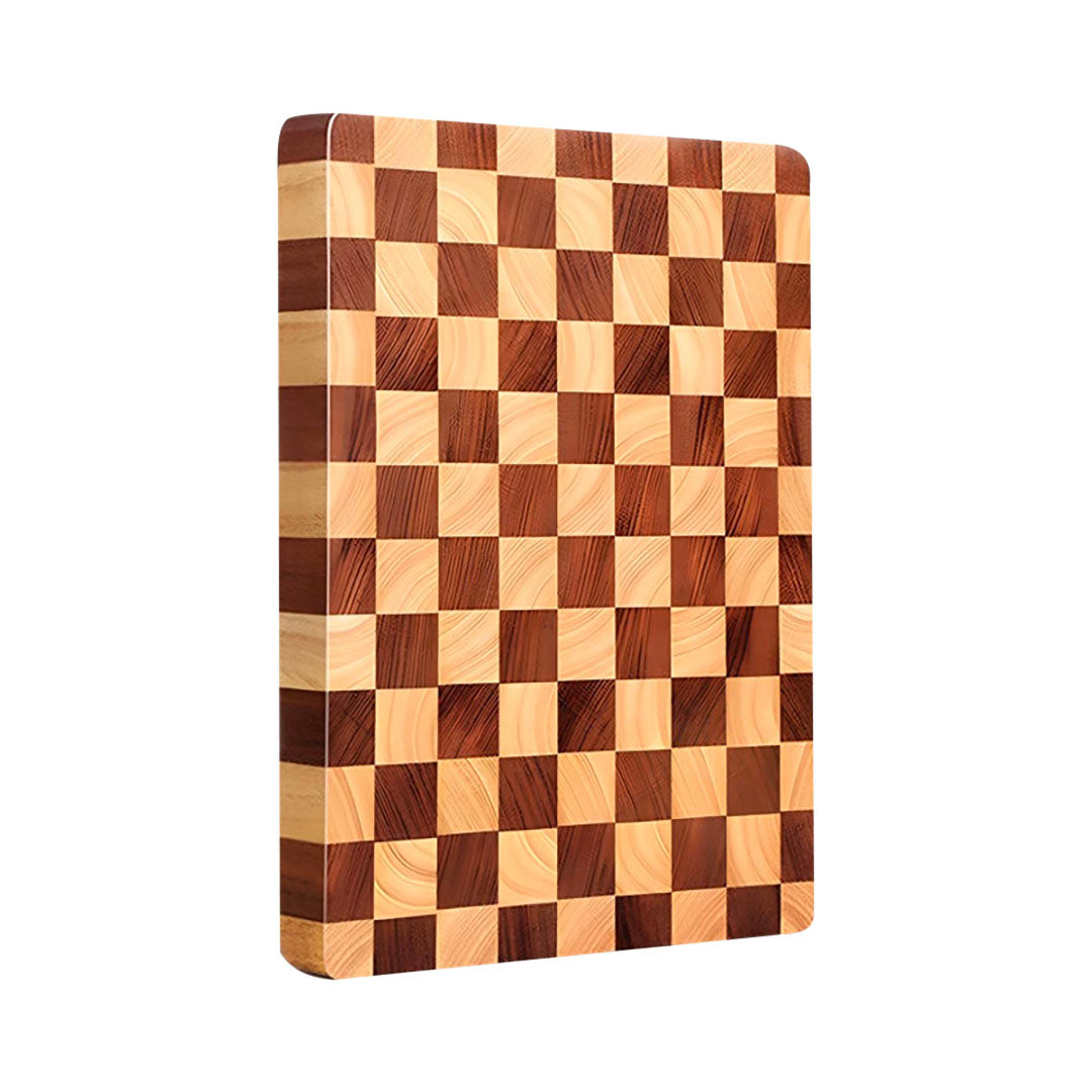 SOGA 39cm Premium Checkered Pattern Wooden Multi-Wood Cutting Board