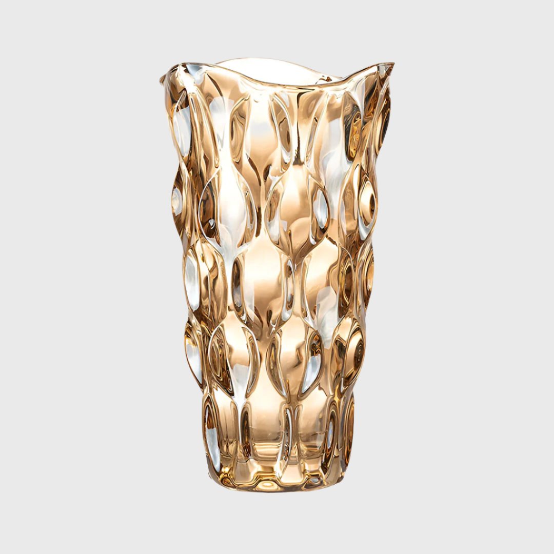 29.8cm Golden Amber Glass Crystal Vase