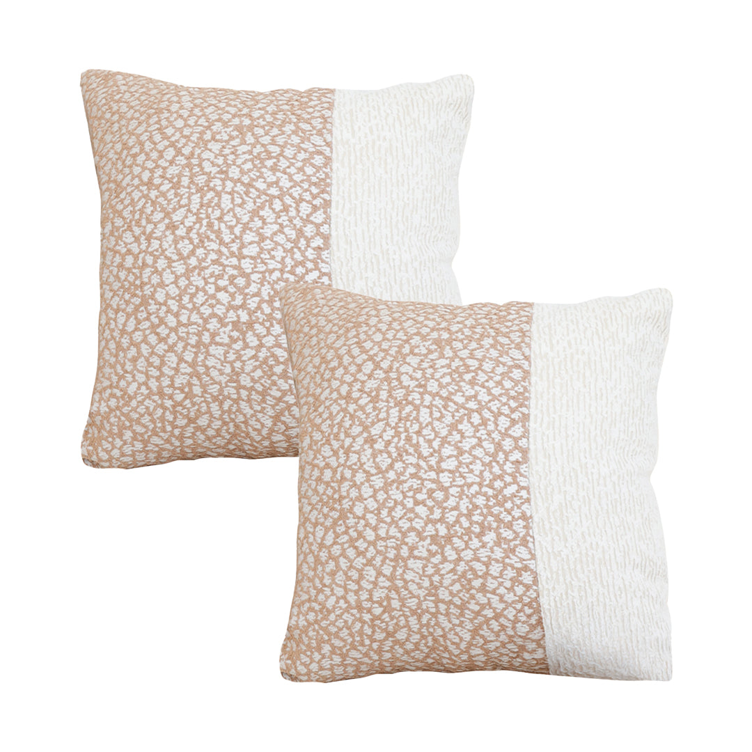 SOGA 2X 50cm Contemporary Beige Two-Tone Block Design Throw Pillow