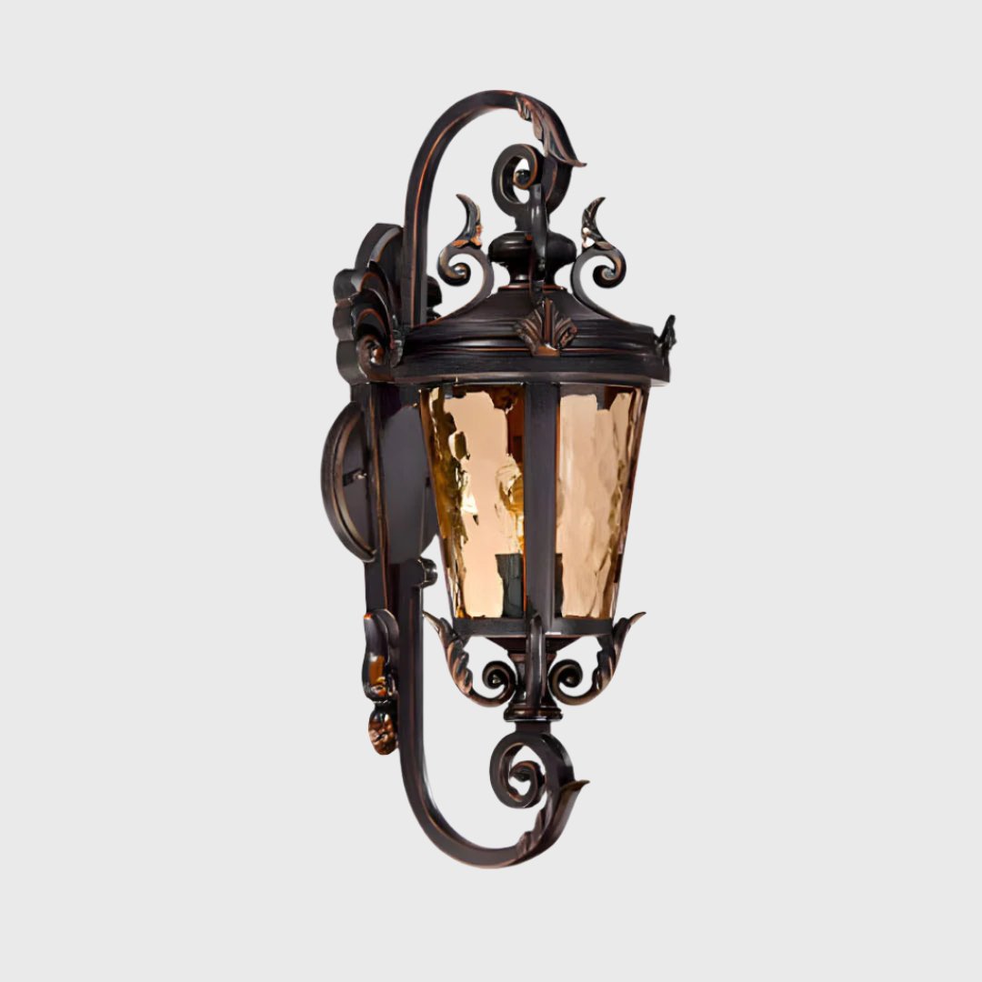 Vintage Lantern 70cm Aluminum & Glass Wall Light Classic Lantern