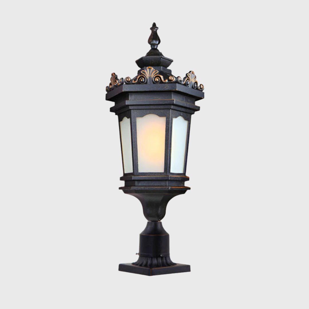 72cm Lantern Stand Elegant Aluminum & Glass Outdoor Light