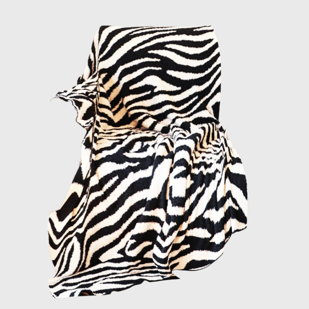 130x170cm Throw Blanket Black and White Soft Zebra Print