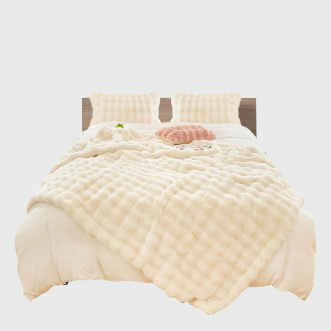 SOGA 200cm Creamy White Fur Fuzzy Super Soft and Cozy Fluffy Throw Blanket