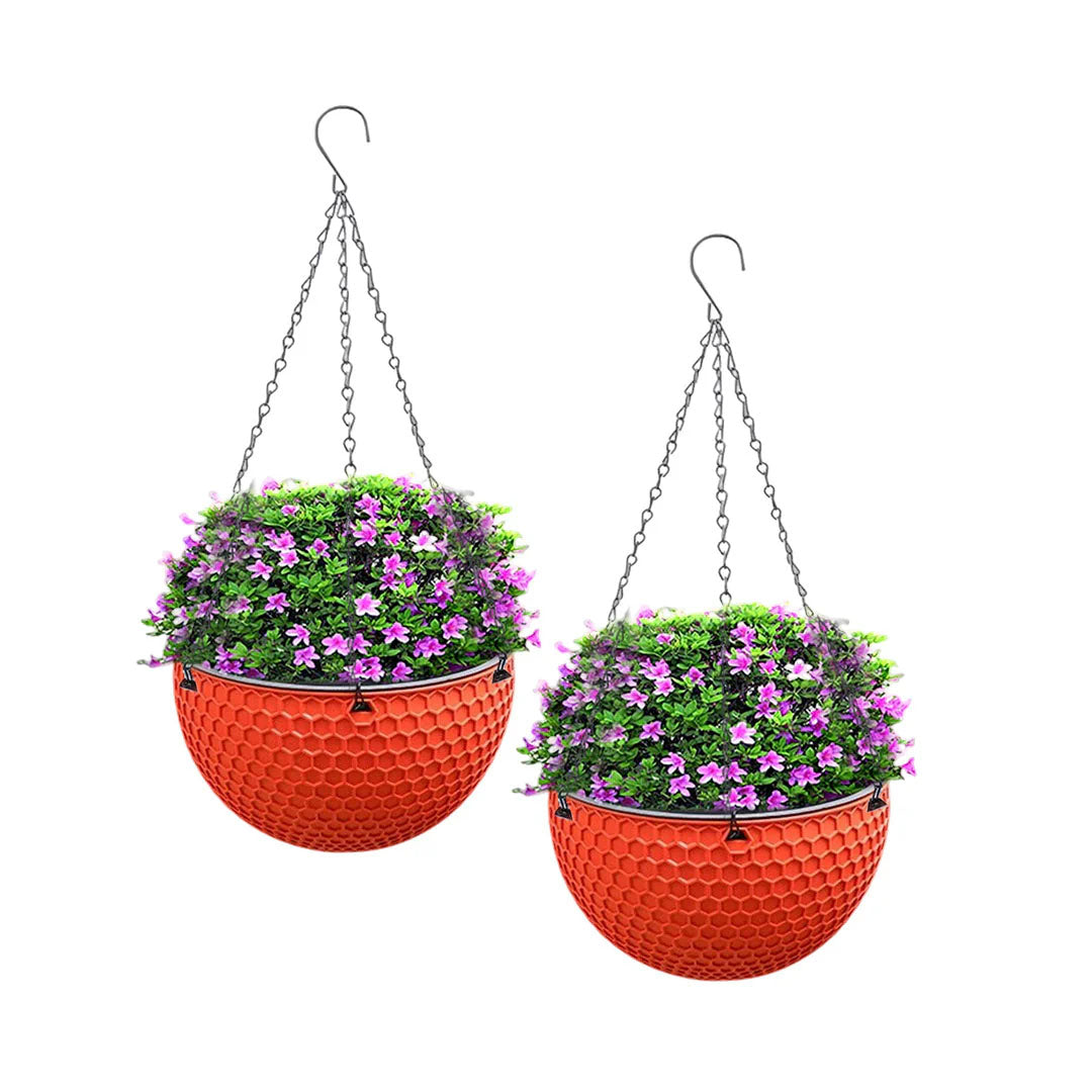 SOGA 2X Red Large Self-Watering Hanging Resin Planters