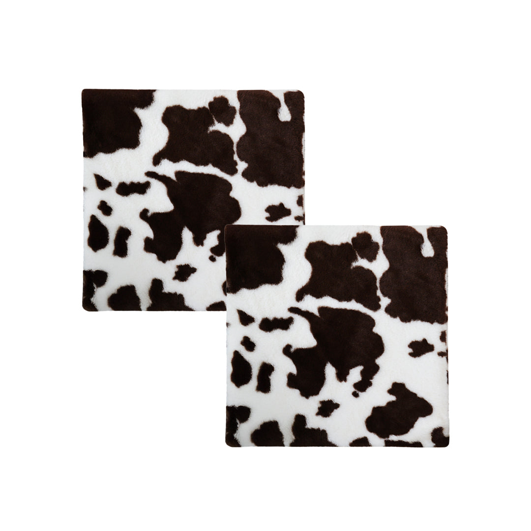SOGA 2X 45cm Coffee Cowhide Soft Leaning Plush Backrest Seat Pillow
