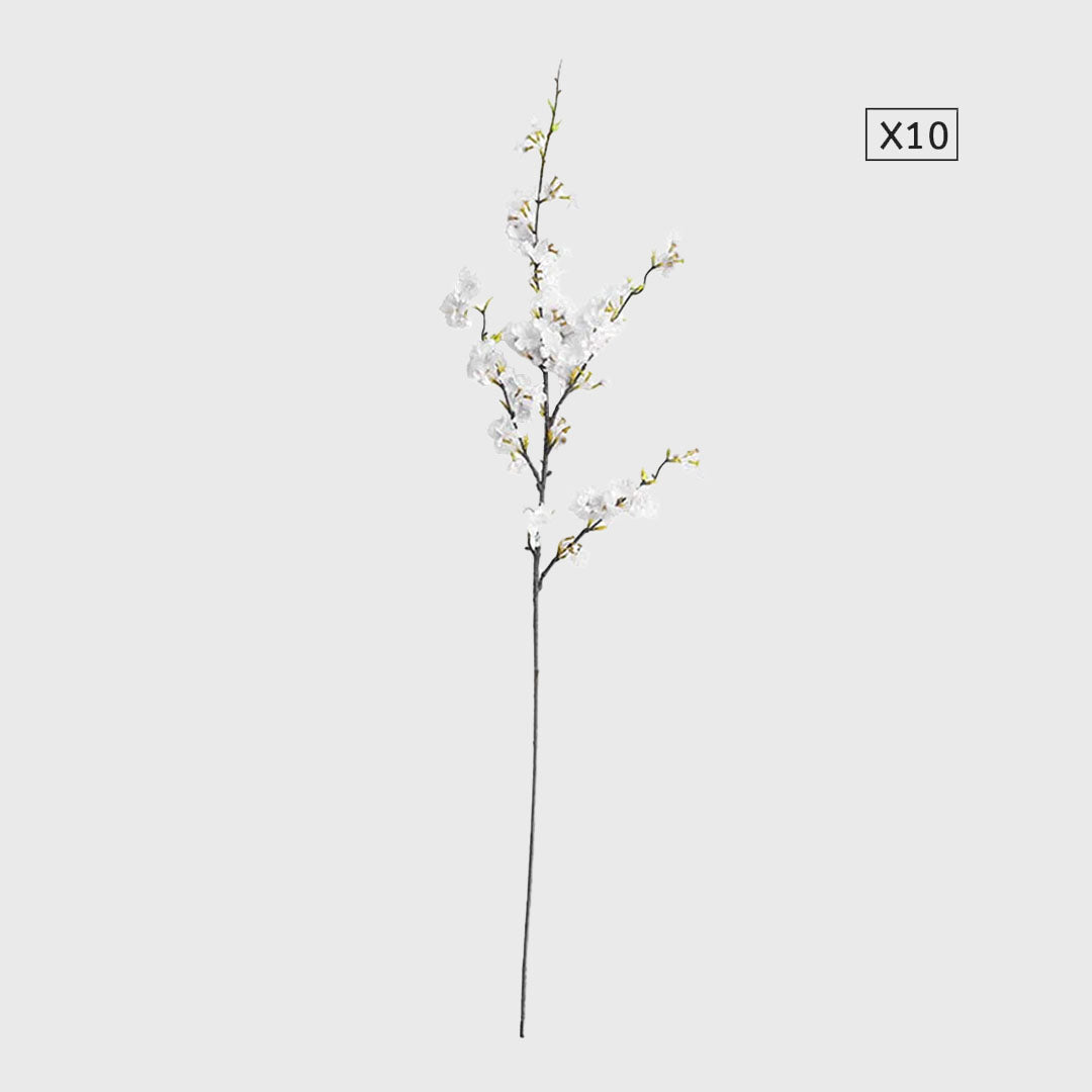 10x Artificial Silk Cherry Blossom Flower White