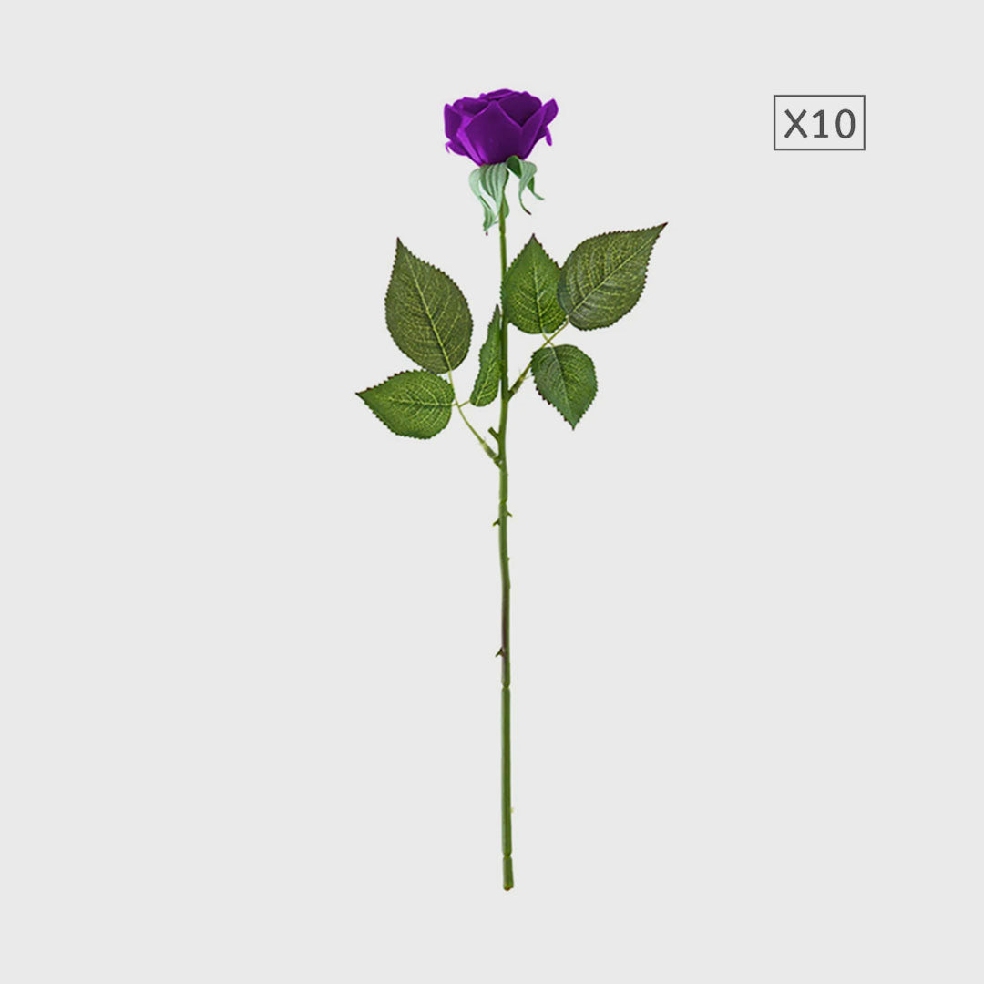 10pcs Artificial Silk Rose Purple