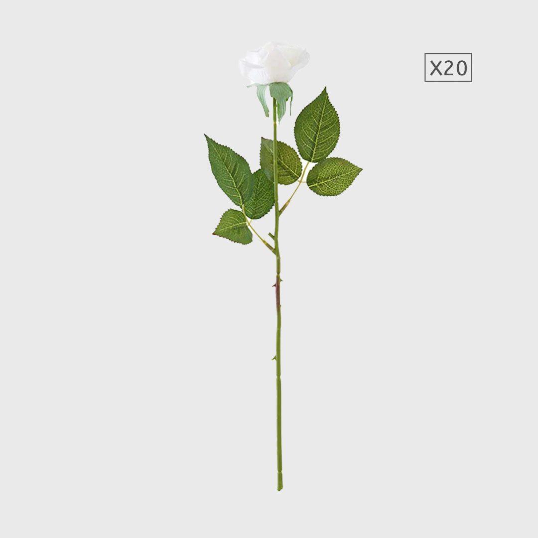 20pcs Artificial Silk Rose Bouquet White