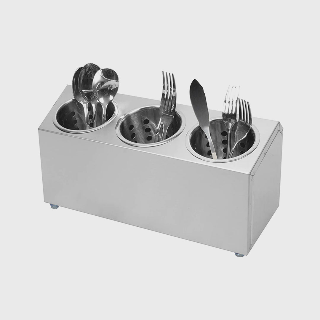18/10 Stainless Steel Commercial Cutlery Holder with 3 Holes