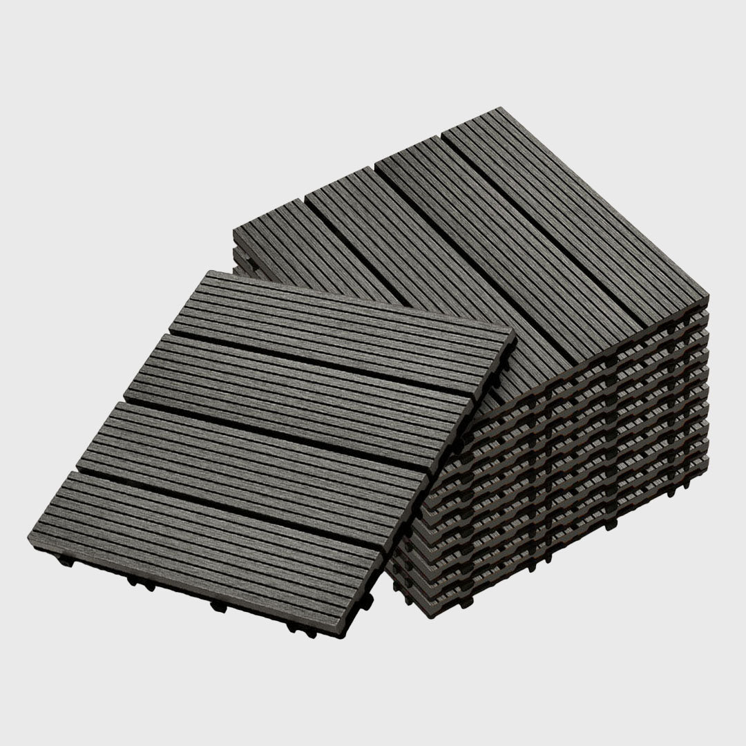 Grey DIY Wooden Composite Decking Tiles Set of 11