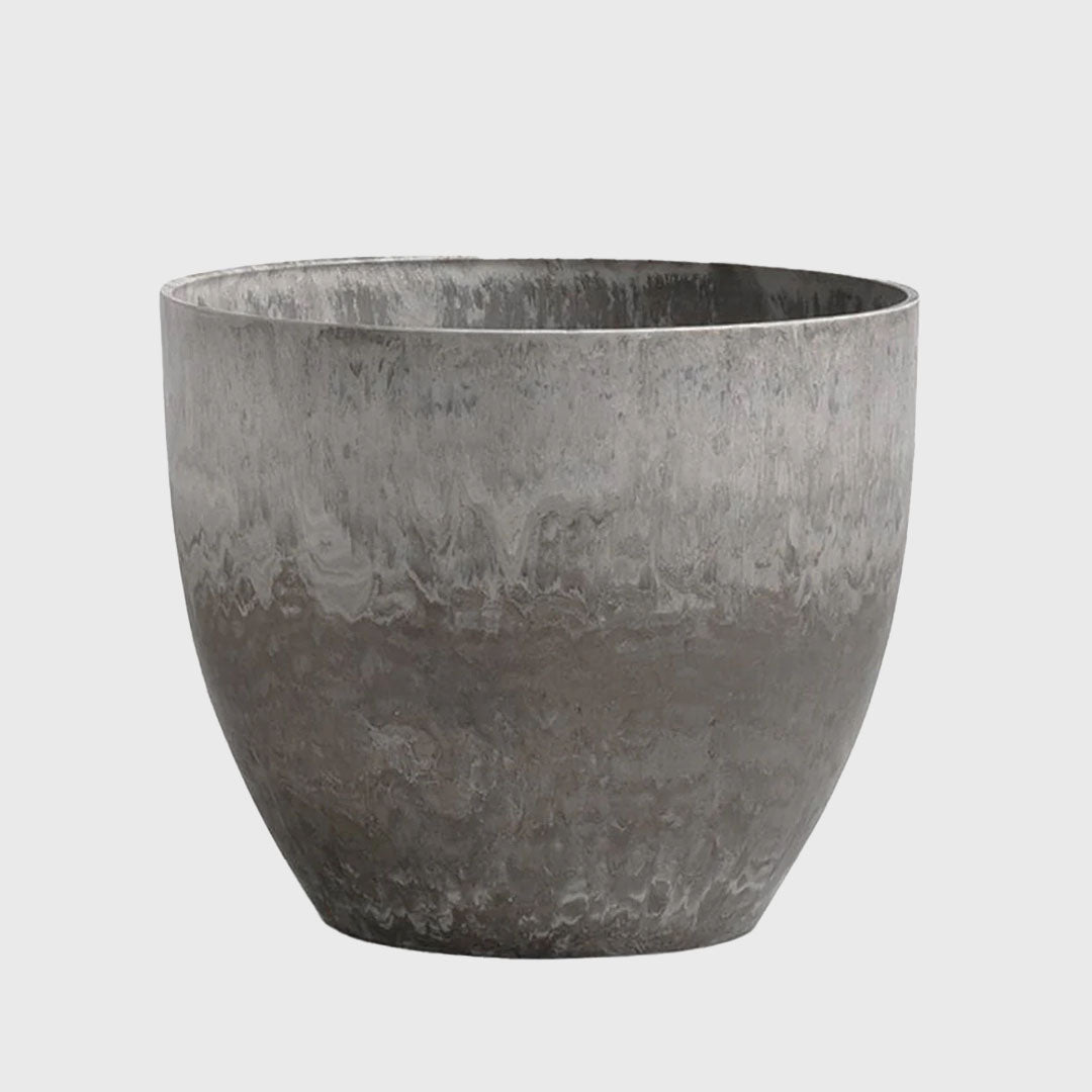 27cm Rock Grey Round Resin Planter