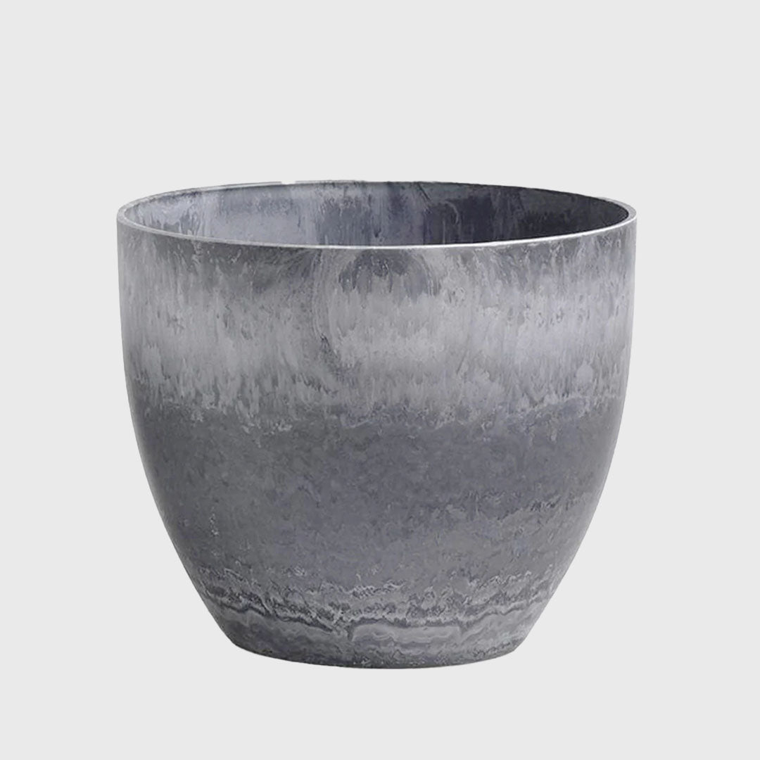 32cm Weathered Grey Round Resin Planter