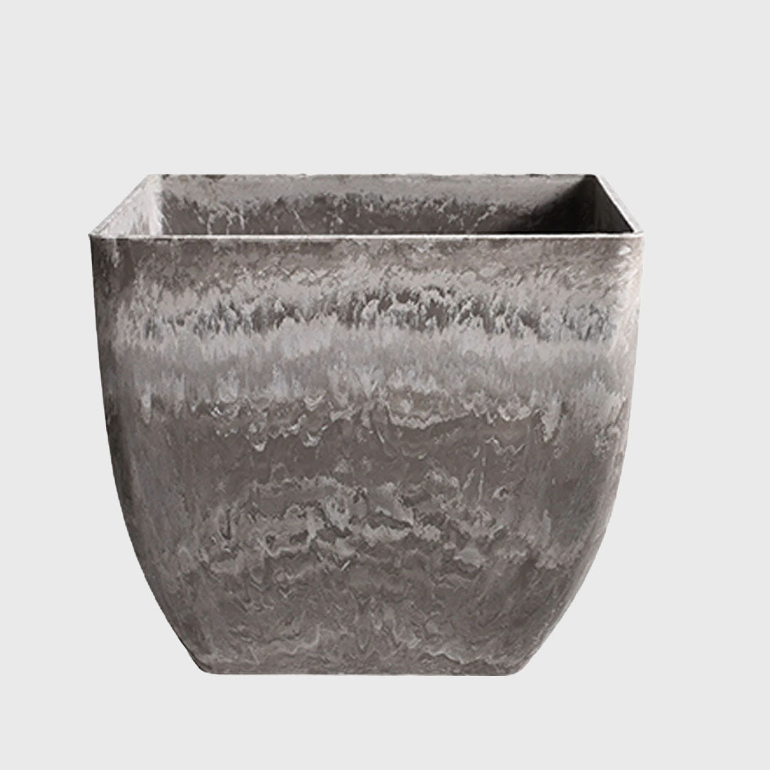 27cm Rock Grey Square Resin Planter