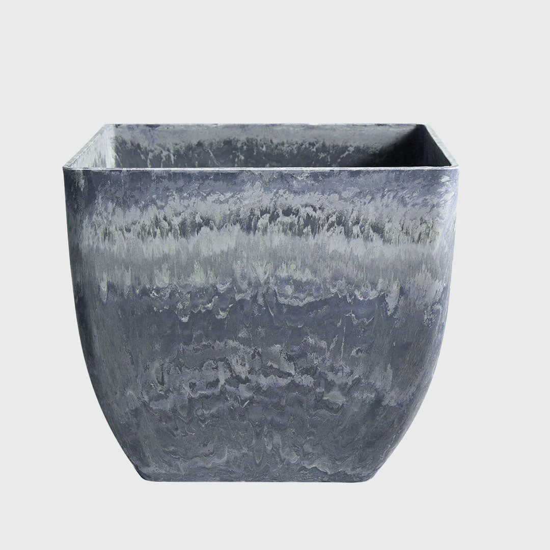 32cm Weathered Grey Square Resin Planter