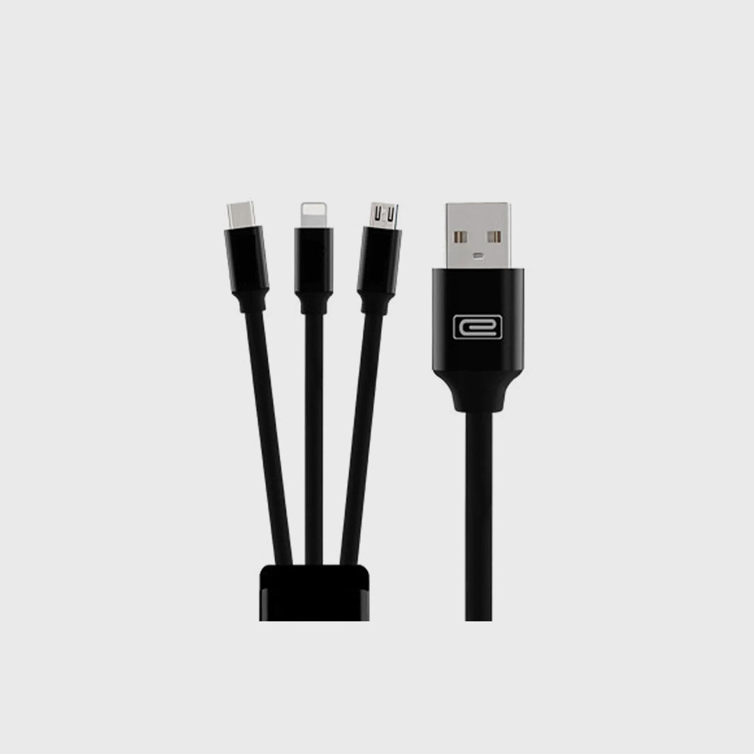 3 in 1 1.2M High Speed Charging Data Cable Black