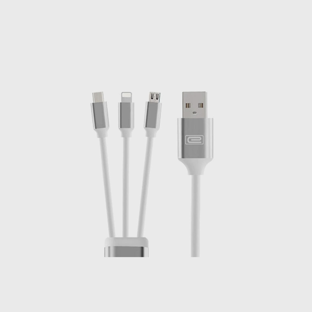 3 in 1 1.2M High Speed Charging Data Cable Silver