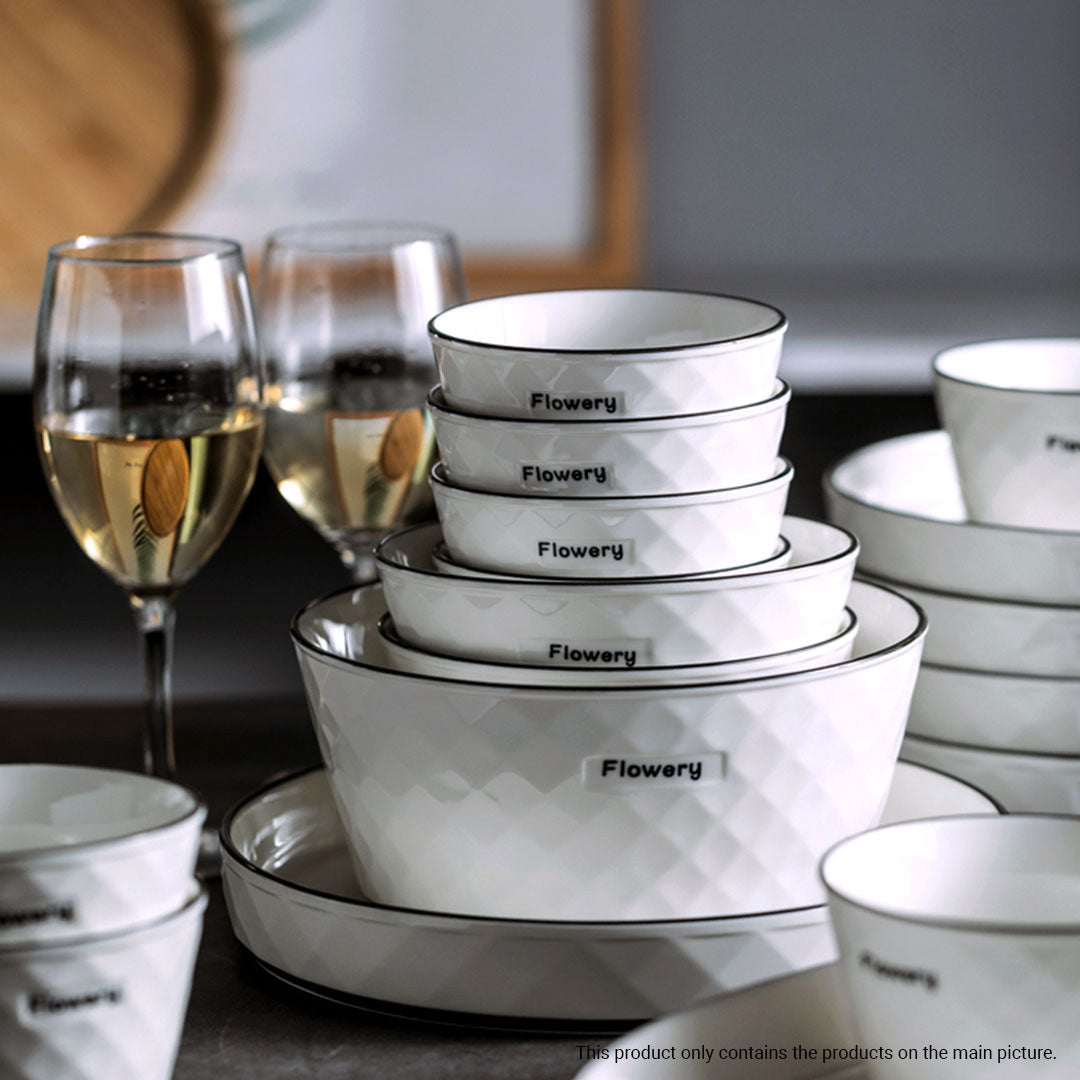 Diamond Pattern Ceramic Dinnerware Set of 8