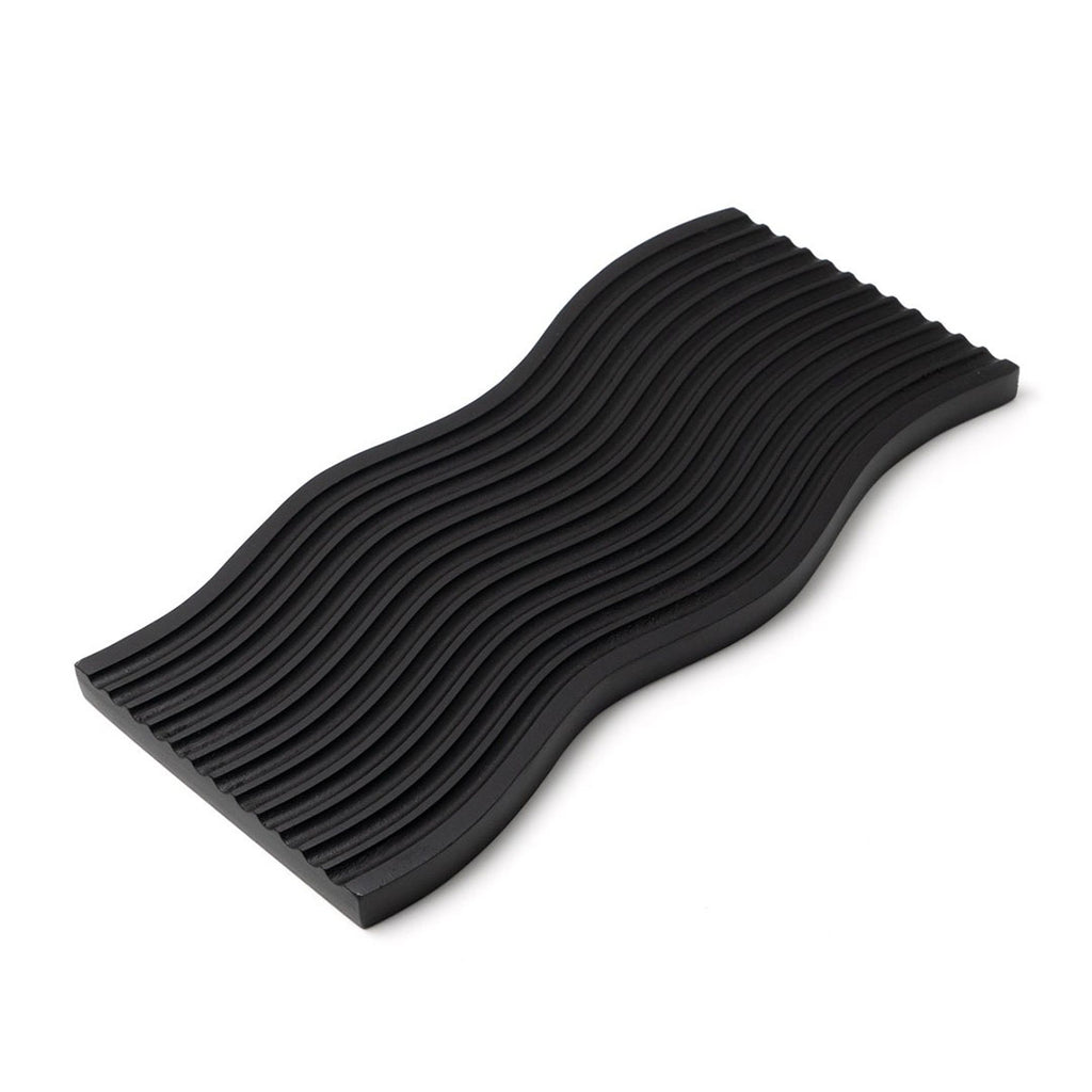 SOGA 39cm Black Ribbed Beech Wood Serving Tray