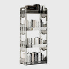 38x24x90cm Clear 4 Tier Bookshelf & Cosmetic Storage Organizer Trolley Rack