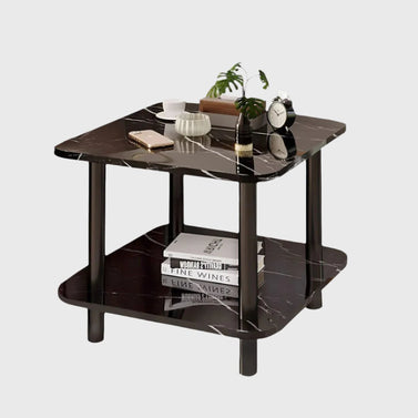 60cm Black Ceramic Table Stone and Black Metal Legs