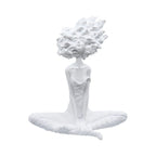 SOGA 59cm White Resin Sculpture Abstract Yoga Girl Design for Home Décor