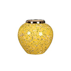 SOGA 21x22cm Yellow with White Mini Floral Small Ceramic Flower Vase Elegant Living Room Home Decor