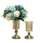 SOGA 25cm 28.5cm Transparent Glass Flower Vase with Blue Flower Set