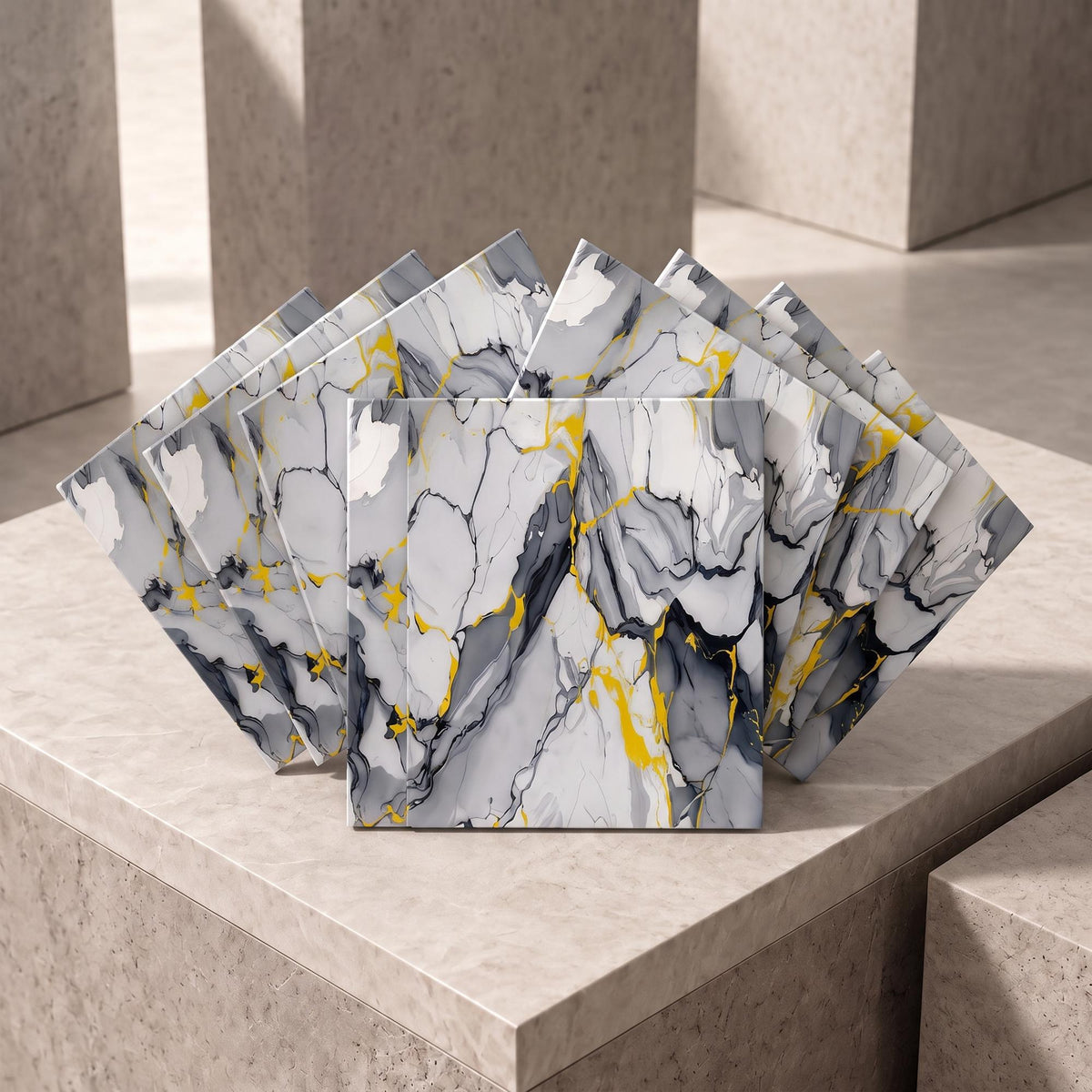 SOGA Peel & Stick Floor and Wall Tiles 60 x 60cm 10 Pack Blue Agate Faux Marble