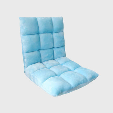 SOGA Floor Recliner Collapsible Lounge Sofa Couch Folding Chair Cushion Light Blue