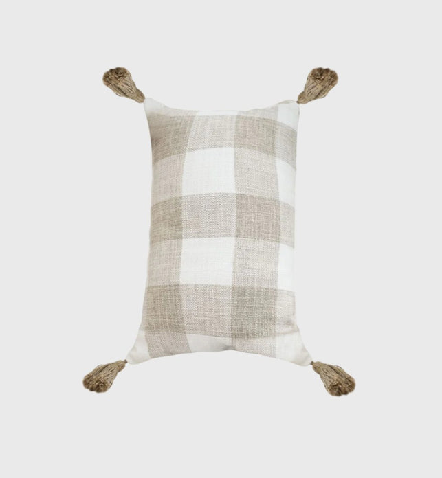 SOGA 30CM Pillow Lumbar Cover Decorative Plaid Farmhouse Cushion Throw Pillow