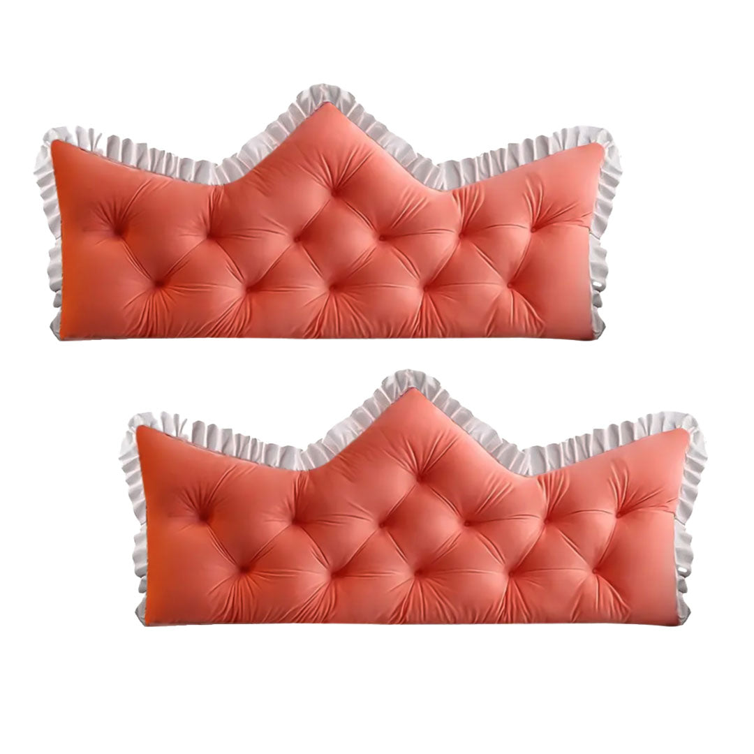 SOGA 2x150cm Crown Pillows Tufted Pink Headboard Cushion