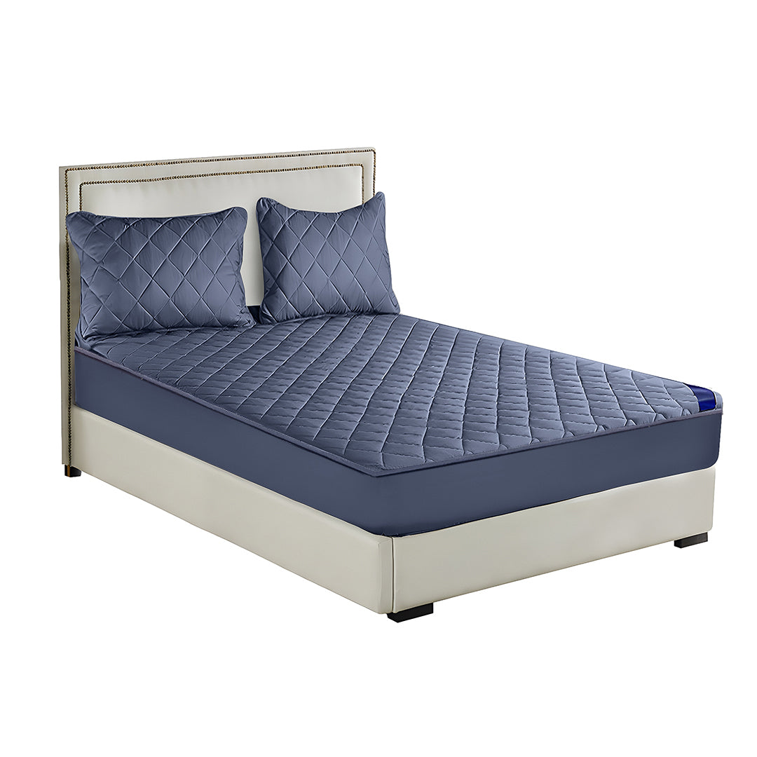 153cm Blue Wide Cross-Hatch Mattress Cover