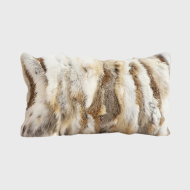 30cm Throw Pillow Coffee Rabbit Fur Lumbar