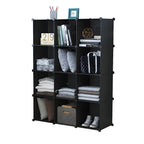 4 Tier 12-Cube Black Portable Wardrobe