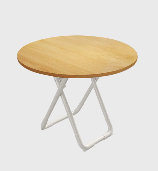 80cm Wood Color Round Table with White Legs