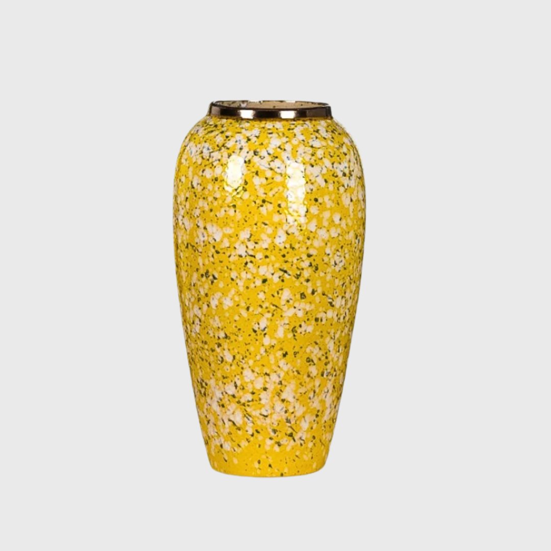 35x17cm Yellow with White Mini Floral Large Ceramic Flower Vase Elegant Living Room Home Decor