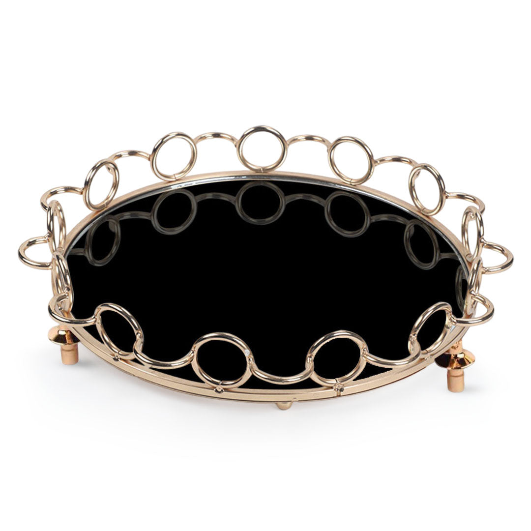 38cm Round Vanity Tray Organiser with Handles