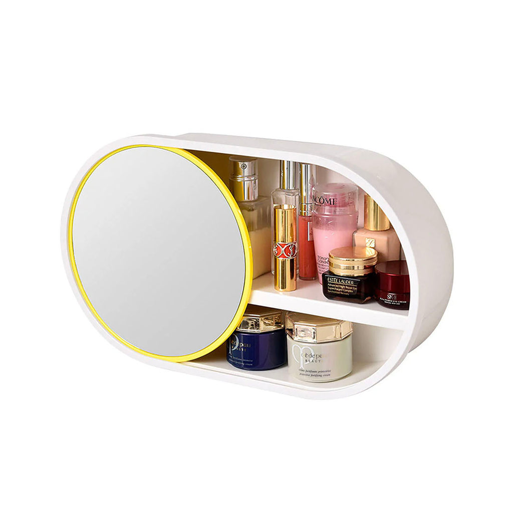 39cm Oval Wall-Mounted Mirror Storage Box