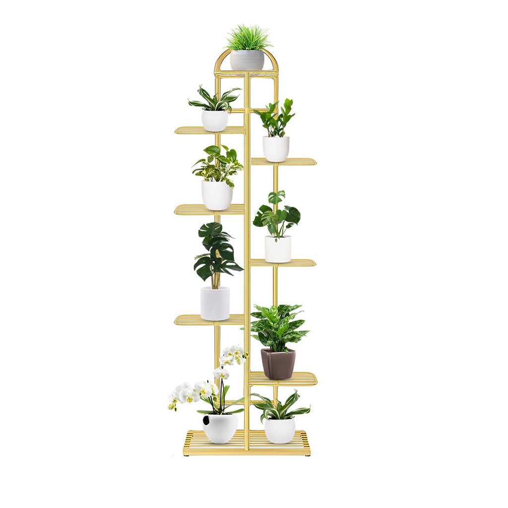 8 Tier Gold Metal Plant Flowerpot Display Rack