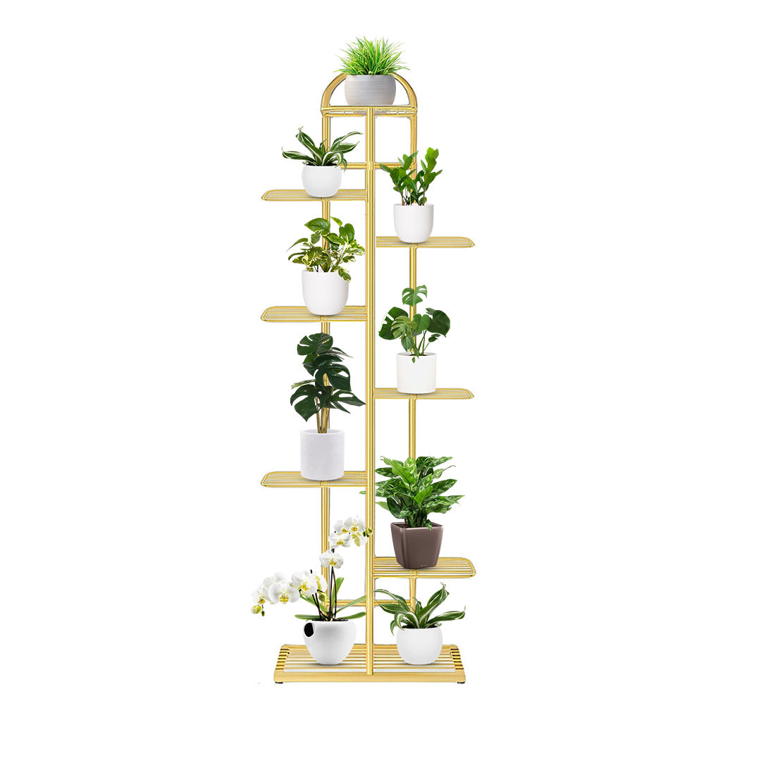 8 Tier Gold Metal Plant Flowerpot Display Rack