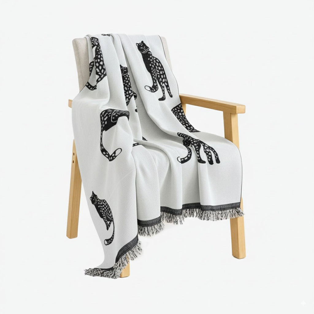 SOGA Three-seater White Sofa Cover Leopard Print 180x340cm Polyester