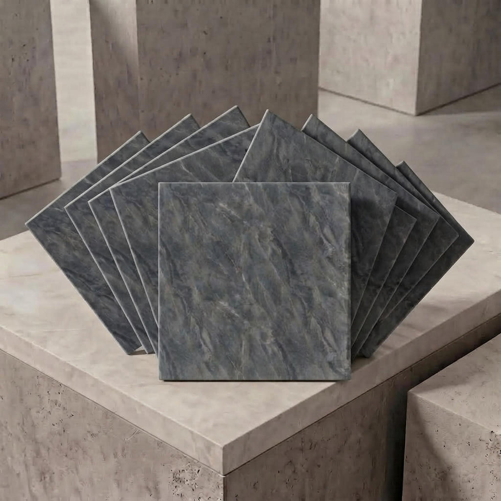 SOGA Peel & Stick Floor and Wall Tiles 60 x 60cm 10 Pack Grey Faux Marble