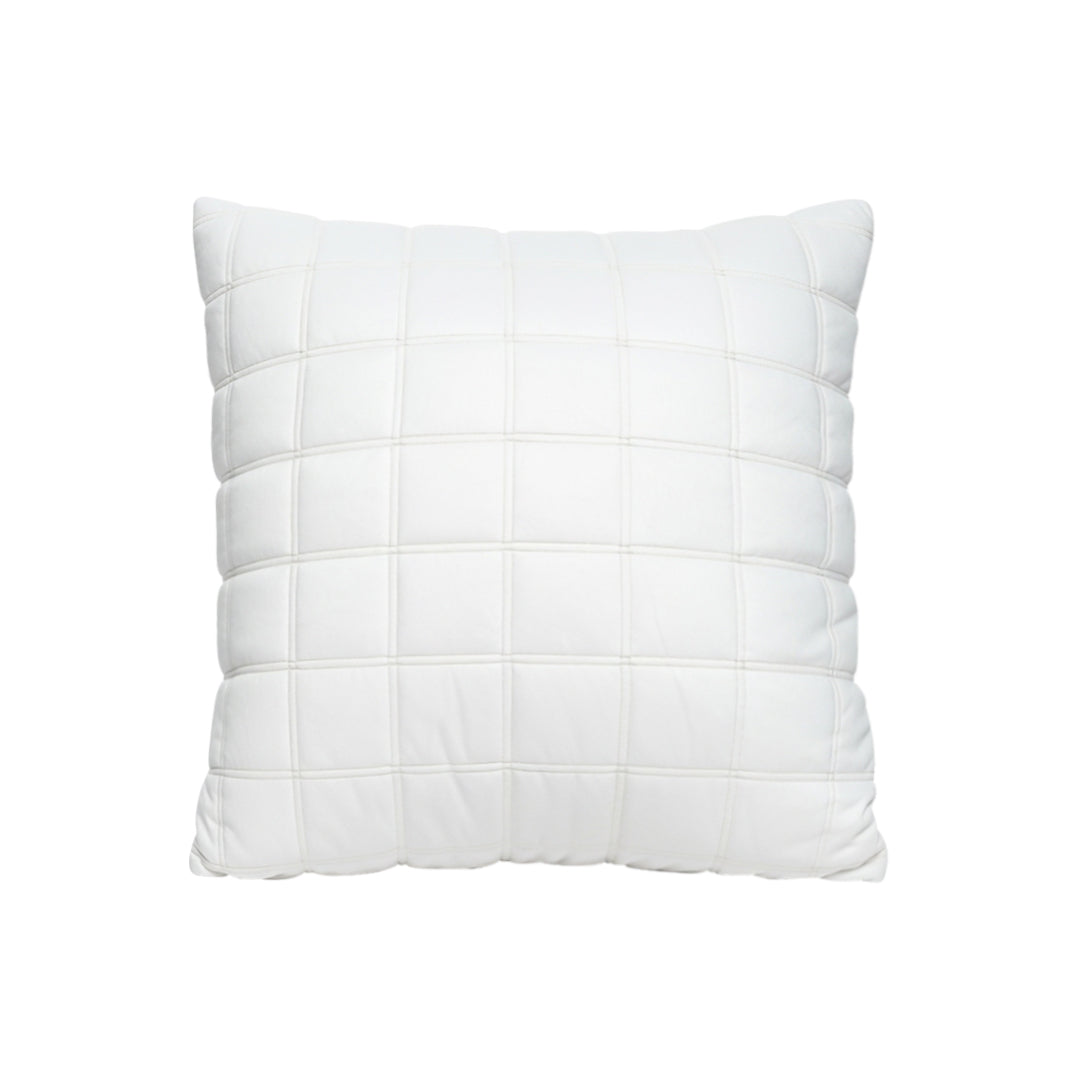 SOGA Quilted Cushion 50cm White Grid Pattern Soft Padded Decorative Throw Pillow