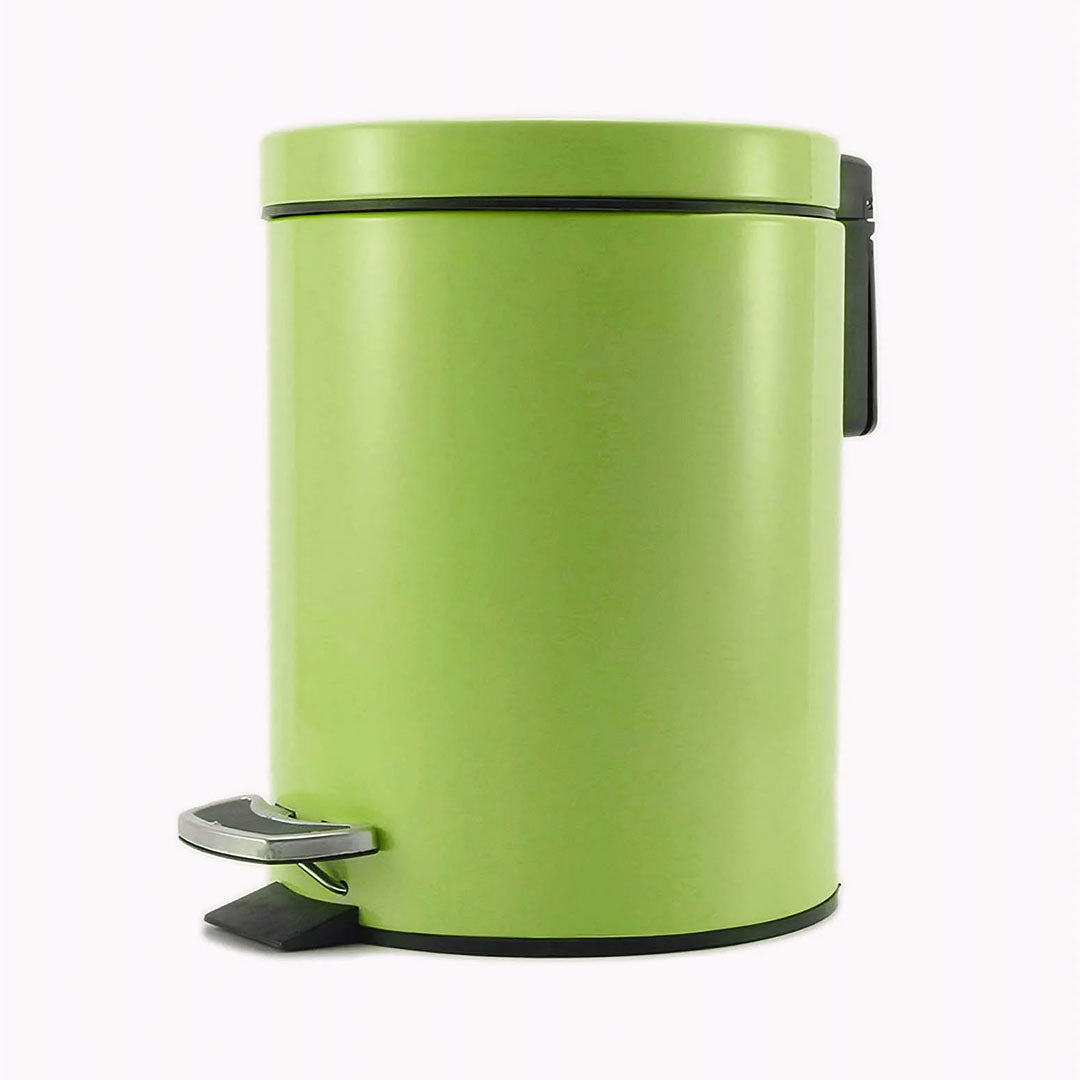 Foot Pedal Stainless Steel Trash Bin Round 7L Green