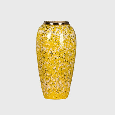 SOGA 35x17cm Yellow with White Mini Floral Large Ceramic Flower Vase Elegant Living Room Home Decor