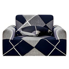 High Stretch 1-Seater Checkered Print Sofa Slipcover