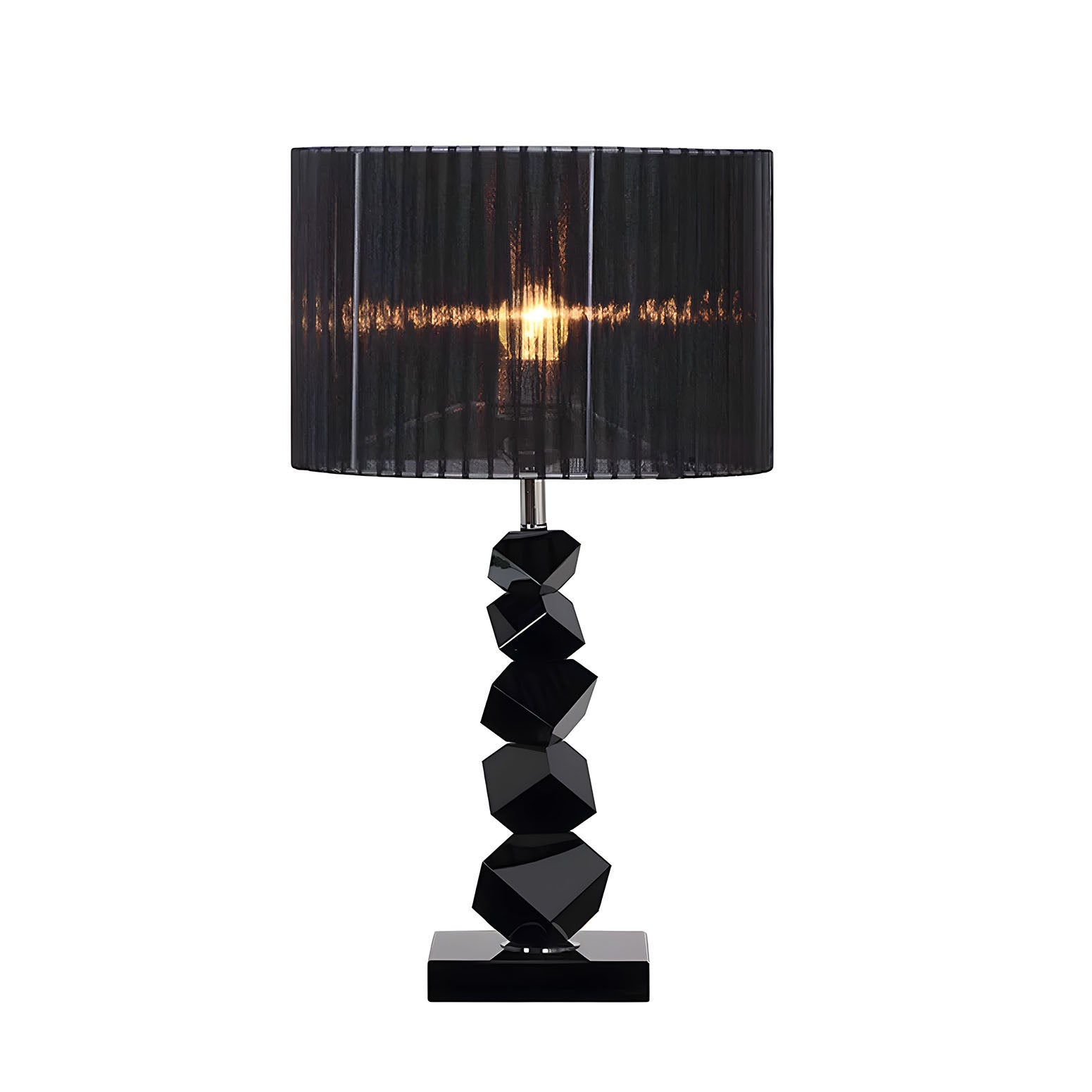 55cm Black Table Lamp with Dark Shade LED