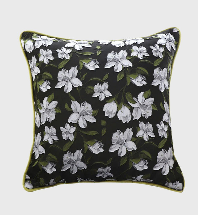 SOGA 45cm Subtle Foliage Green Pillow Subtle Orchid Blossom Square Throw Pillow