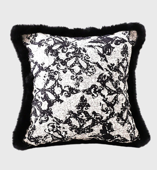 SOGA 45cm Vintage Black Herringbone Pillowcase Set & Square Throw Pillow